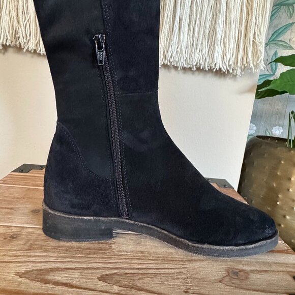 Free People Carson Black Suede Leather Stretch Over The Knee Flat Boots Size 8 - Picture 8 of 16
